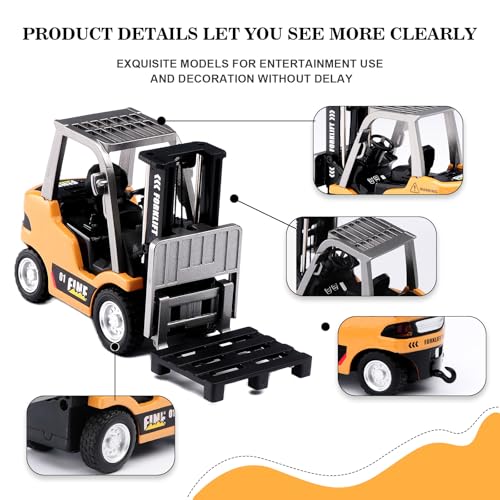 1/64 Scale Mini Desktop Drift RC Car,RC Forklift,RC Construction Vehicle 2.4Ghz with Gyro Micro Drift Racing Remote Contrl Cars Model Toys Hobby Gift for Adults and Kid Children's (Yellow-1) - color: Yellow-1