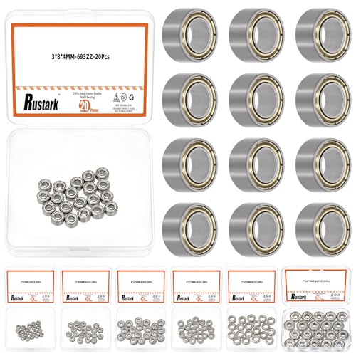 20Pcs 693ZZ High Carbon Steel Ball Bearing Deep Groove Ball Bearing Double Shielded Bearings Small Bearings for Furniture Wheels Skateboards Scooters - size: 693ZZ/0.12x0.31x0.16inch, style: high carbon steel
