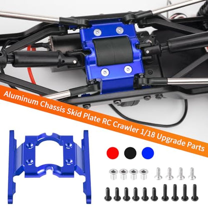 FCX18 Aluminum Center Frame Brace Transmission Skid Plate Mount | RC Car Gearbox Mount Compatible with FMS FCX18 LC80 1/18 RC Crawler Car Upgrades (Blue) - color: Blue