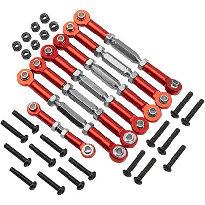 7PCS ShareGoo Adjustable Turnbuckles Camber Links Steering Linkage Rod Ends Sets Compatible with Traxxas Slash 4X4 / 2WD 1/10 RC Car Upgrade Parts (Red) - color: Red