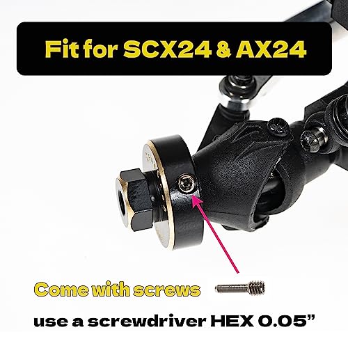 Hex Wheel hubs Extension kit +5mm for SCX24 AX24, Brass Extended Hex Hub Wheel Spacers, Upgrades Parts for SCX24 Bronco Deadbolt JLU C10 AX24, 1/24 RC Crawler Car Upgrades Accessories (Black) - color: Black