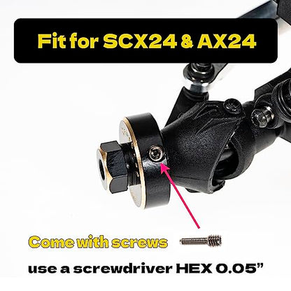 Hex Wheel hubs Extension kit +5mm for SCX24 AX24, Brass Extended Hex Hub Wheel Spacers, Upgrades Parts for SCX24 Bronco Deadbolt JLU C10 AX24, 1/24 RC Crawler Car Upgrades Accessories (Black) - color: Black