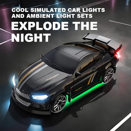 1:64 Scale Mini RC Drift Car with Gyro Full Proportional RTR 2.4Ghz Remote Control with RGB Lights (05-Black) - style: 05-Black