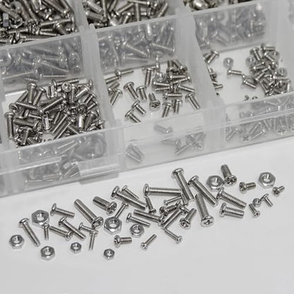 1110 Pcs 304 Stainless Steel Micro Screws Nuts Kit | M1 M1.2 M1.4 M1.6 M2 M2.5 Metric Assortment, Phillips Pan Head for Arduino RC Electronics DIY - size: M1/1.2/1.4/1.6/2/2.5-1110 Pcs