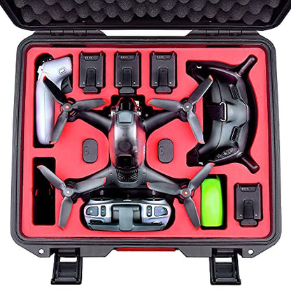 FPVtosky Professional Hard Case for DJI FPV [Case Only] - DJI FPV Drone Carrying Case Accessories - Fits 6 Batteries - Keep Props On, Black, Red, L, Compact
