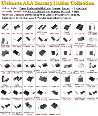 8Pcs Battery Holder with Solder Lugs for 1 Slot AAA, Single 1.5V AAA Battery Case with Solder Lugs for DIY Electronics Projects, Black Plastic Cell Box (1AAA Solder Lug) - color: 1AAA solder lug