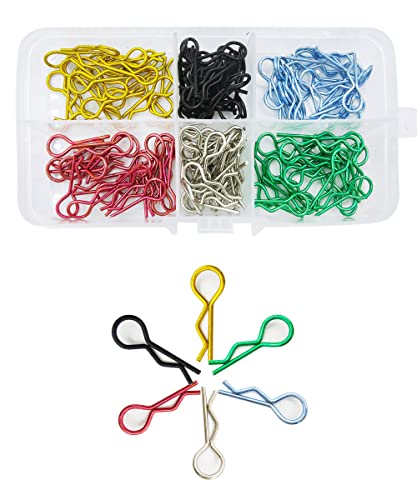 130pcs Universal RC Body Clips Steel R Clips for 1/10 1/12 Scale | Stainless Steel, Rust Resistant,Compartment Storage Case,Redcat HPI Himoto HSP Exceed RC Car Buggy Shell Replacement