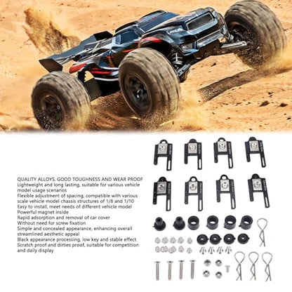 Keenso RC Crawler Body Mounts, 8Pcs Adjustable Magnet Post Kit, Lightweight for 1/8 1/10 RC Cars