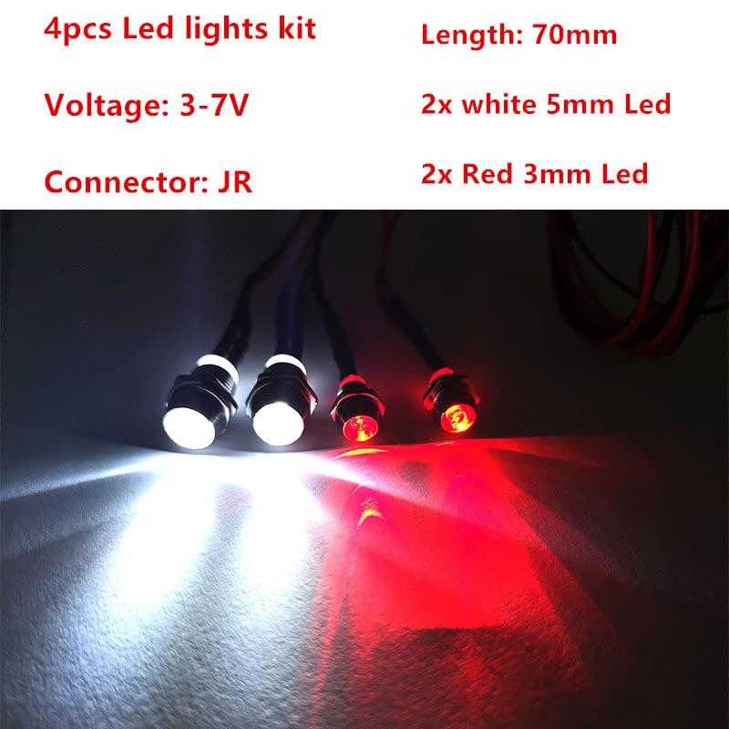 2 Sets RC 4 LED Light Kit Accessories RC Headlights/Taillight Kit for 1/10 Crawler Car Axial SCX10 D90 D110 TRX4 TRX6 Redcat Upgrades Parts - color: Black