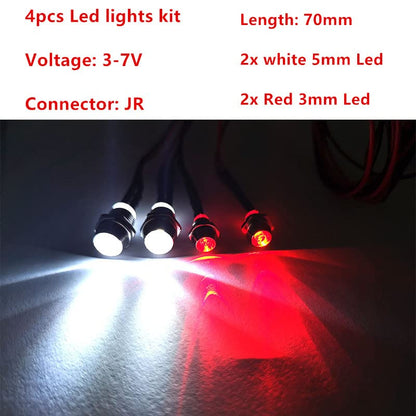 2 Sets RC 4 LED Light Kit Accessories RC Headlights/Taillight Kit for 1/10 Crawler Car Axial SCX10 D90 D110 TRX4 TRX6 Redcat Upgrades Parts - color: Black