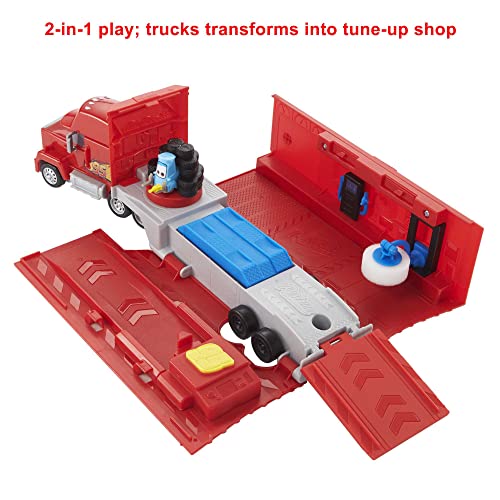 Mattel Disney and Pixar Cars Transforming Mack Playset | 2-in-1 Toy Truck & Tune-Up Station with Launcher, Lift & More, Movie-Inspired Graphics