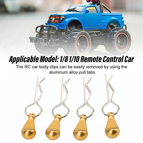 4Pcs RC Car Body Clips with Pull Tabs, Stainless Steel Universal Car Clips for 1 8 1 10 Remote Control Car Upgrade Parts (Gold) - color: Gold