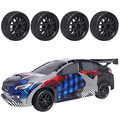 Pre-Glued OD 2.56" 12mm Hex Wheels Rims & Rubber Tires 26mm for 1/10 Scale On Road Racing Car Drift RC Touring Car, Set of 4 (Color F) - color: Color F