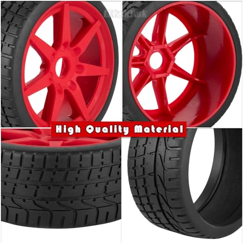 RC Highway Tires Wheel for 1/7 Infraction 6S BLX/Limitless,1/8 Typhon 6s BLX,7 Spokes Wheel Rim & Rubber Highway Tires RC Drift Tires,Red - color: Red - (4pcs Highway Tires)