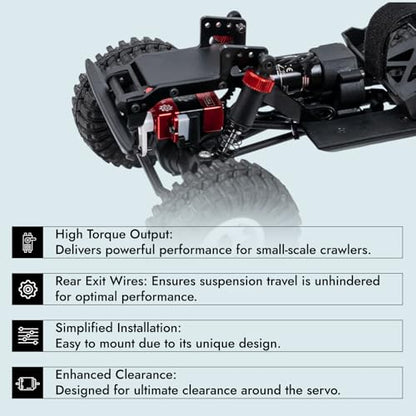 Helidirect TORQ TCM-1022 Full CNC Case Metal Gear Coreless Servo for Small-Scale RC Crawlers - RC Crawler Upgrade RC Servo (TCM-1022)