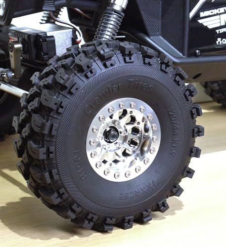RC 1.9 Beadlock Wheels Negative Offsets 8mm and Tires for 1/10 SCX10 SCX10 SCX10 Pro TRX4 TRX6 Gen7/8 RC Crawler Remote Control Car Upgrades Aluminum 1.9 Beadlock Wheel Rims (Silver) DK - color: Silver