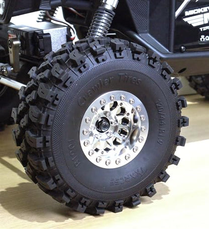 RC 1.9 Beadlock Wheels Negative Offsets 8mm and Tires for 1/10 SCX10 SCX10 SCX10 Pro TRX4 TRX6 Gen7/8 RC Crawler Remote Control Car Upgrades Aluminum 1.9 Beadlock Wheel Rims (Silver) DK - color: Silver