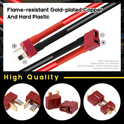 104 Pcs XT60 / XT90 /EC3 / EC5/T-Plug Deans/3.5mm Banana Plug Male Female Adapter Connectors with Heat Shrink Tube and Silicone Wire for RC Battery Charger ESC Motor Accessories