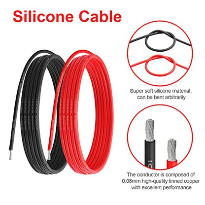 10 AWG Silicone Wire, 20 ft Red and 20 ft Black | Flexible fine-strand tinned copper cable with heat-resistant silicone insulation for batteries, RC and electronics wiring. - style: 10 AWG 20ft Red+20ft Black
