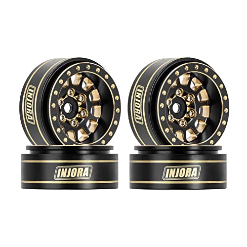 INJORA 42g 1.0 Plus Brass -3.75mm Offset Wheel for 1/24 1/18 RC(Black&Gold) - color: Black&gold