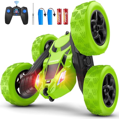 cosone Remote Control Car - RC Car Toys for Boys - 4WD 2.4Ghz Double Sided 360° Rotating RC Cars, Birthday Gifts for Kids Age 6 7 8-12 for Boys and Girls- Green - color: Green