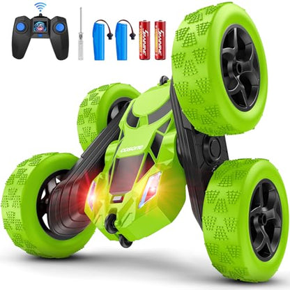 cosone Remote Control Car - RC Car Toys for Boys - 4WD 2.4Ghz Double Sided 360° Rotating RC Cars, Birthday Gifts for Kids Age 6 7 8-12 for Boys and Girls- Green - color: Green