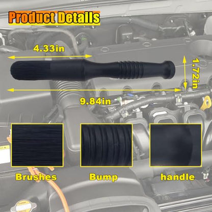 Car Parts Washer Brush, Bullet Head Parts Cleaning Brush for Cleaning Car Interior Exterior, Engine Parts, Wheel Bearing, Boats, Household Grime (Black) - color: Black
