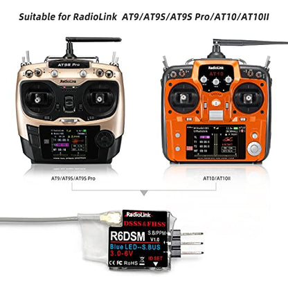 Radiolink R6DSM 2.4Ghz 10 Channels Micro RC Receiver SBUS/PPM for Mini FPV Racing Drone, Quadcopters Aircraft, AT9S AT9S Pro/AT10/AT10II Transmitter