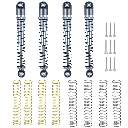 RCLIONS 1/24th RC Car Shocks 48mm Adjustable Absorber Damper for All 1:24 Axial SCX24 Deadbolt JLU C10 Gladiator Dodge Basecamp Bronco Crawler Upgrade Parts - color: Grey