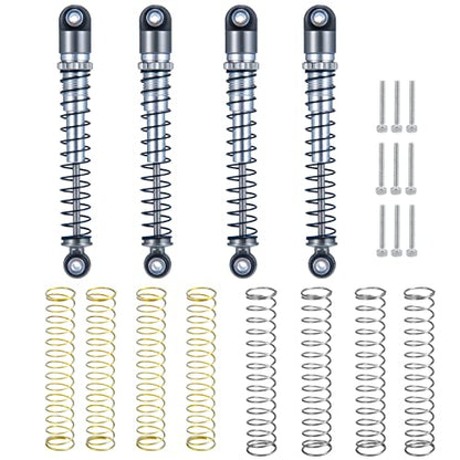 RCLIONS 1/24th RC Car Shocks 48mm Adjustable Absorber Damper for All 1:24 Axial SCX24 Deadbolt JLU C10 Gladiator Dodge Basecamp Bronco Crawler Upgrade Parts - color: Grey