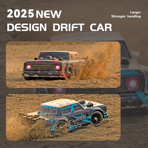 1/16 RC Drift Car, 35KM/H 4WD High Speed Remote Control Car with 380 Motor, Two Batteries & LED Light & Spray, 2.4 GHz RC Car for Adults and Kids