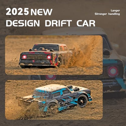 1/16 RC Drift Car, 35KM/H 4WD High Speed Remote Control Car with 380 Motor, Two Batteries & LED Light & Spray, 2.4 GHz RC Car for Adults and Kids