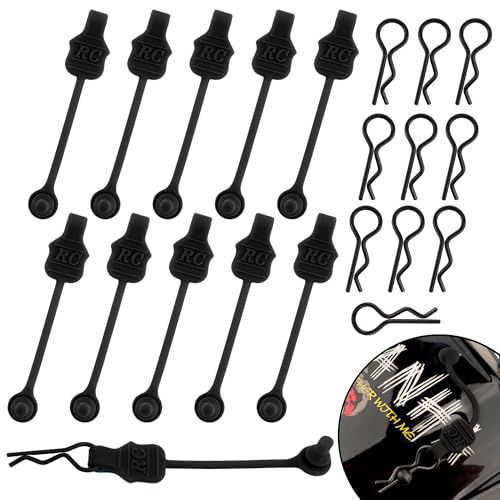 10 Pieces 1.2mm RC Body Shell Clips Pin with Pull Tabs Compatible with All 1/10 1/12 Scale Traxxas Arrma Redcat Axial Losi HSP HPI Kyosho RC Car Truck Crawler Body Shell Upgrades(Black) - color: Black
