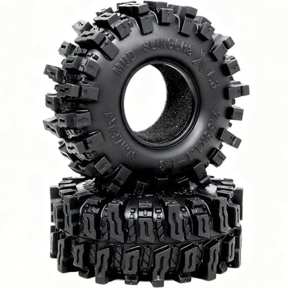HOBBYSOUL 72mm RC 1.3 Tires Mud Slingers X 4-Pack For TRX4M SCX24 Crawlers | Super soft sticky tires for mud & rock climbing,foam inserts,upgrade for 1/18 TRX4M High Trail & 1/24 micro RC crawler - style: 1.3 Mud Slingers X Tires-72mm Tall