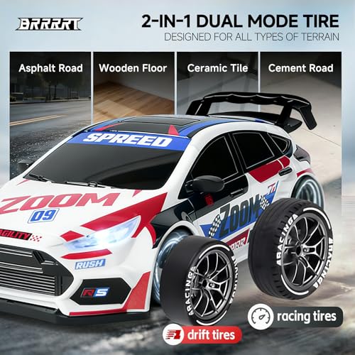 1:24 Remote Control Rally Car,Drift Car with LED Lights,4WD High Speed Remote Control Cars for Boys and Girls Age 6+ - style: Red Rally Car