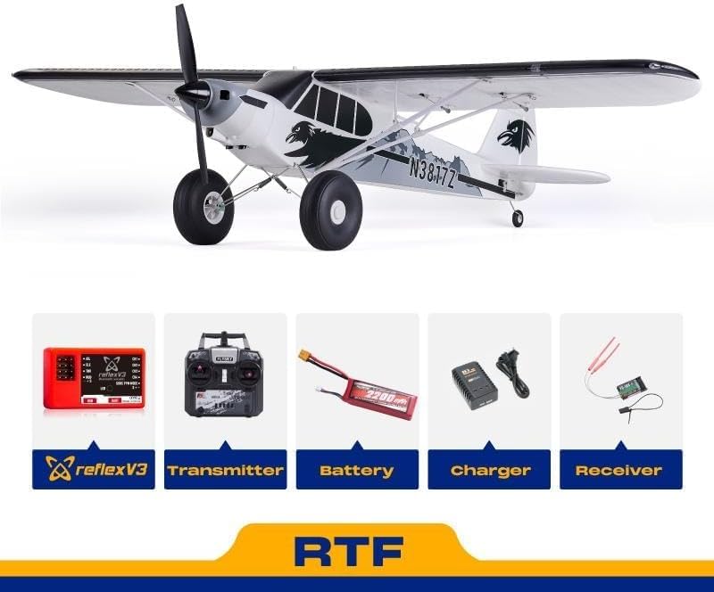 Fms RC Airplane Piper PA-18 Super Cub 1300MM (52") – Remote Control Airplane for Adults & Beginners, 6-Channel RTF with Reflex V3 Stabilization System, Included Transmitter, Receiver & Charger