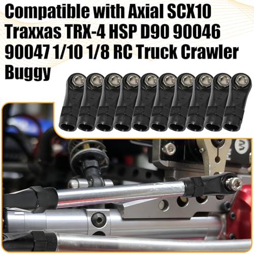 10PCS M4 Nylon Tie Rod End Ball Joint Linkage Ball Head Holder LH/RH Thread Set Compatible with Axial SCX10 Traxxas TRX-4 HSP D90 90046 90047 1/10 RC Truck Buggy Crawler Accessories (L24mm) - style: A
