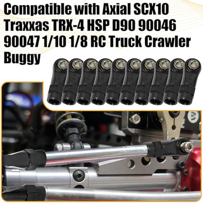10PCS M4 Nylon Tie Rod End Ball Joint Linkage Ball Head Holder LH/RH Thread Set Compatible with Axial SCX10 Traxxas TRX-4 HSP D90 90046 90047 1/10 RC Truck Buggy Crawler Accessories (L24mm) - style: A