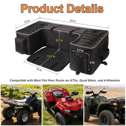 ATV Rear Rack Bag for KTM RC 8 2010-2015, Heavy Duty ATV Rear Rack Storage Bag, ATV Cargo Bag with Large Capacity, Water Resistant Gear Storage for Off Road Travel