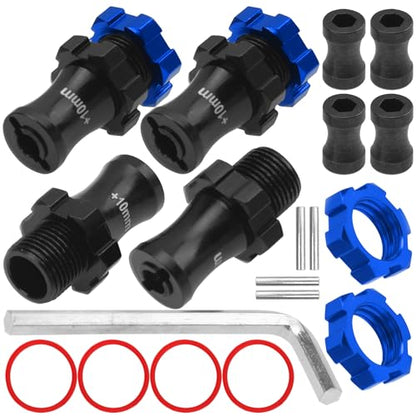 ShareGoo Metal +10mm Extended 17mm Splined Wheel Hex Hub Adapter Compatible with 1/10 Slash 2WD 4X4 Rustler Stampede Bandit 2WD 4X4 RC Car (Blue) - color: Blue