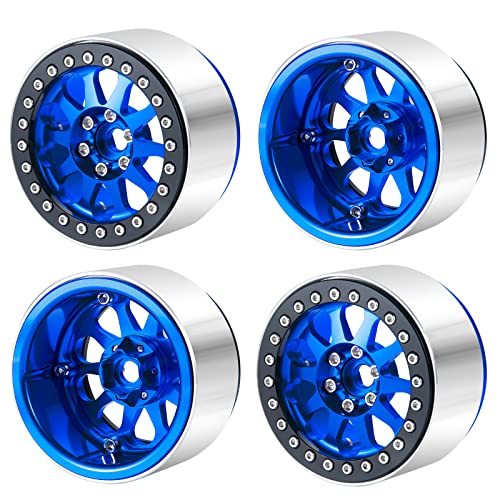 Benedict Harry 2.2" Aluminum Beadlock Wheel Rims for 1/10 RC Axial SCX10 Wraith 90048 90018 RR10 TRX4 Crawler car(Blue) - color: Blue