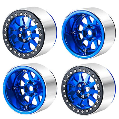 Benedict Harry 2.2" Aluminum Beadlock Wheel Rims for 1/10 RC Axial SCX10 Wraith 90048 90018 RR10 TRX4 Crawler car(Blue) - color: Blue