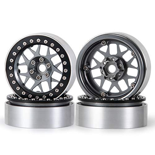 Aluminum 2.2" RC Beadlock Wheels Rims for Axial Wraith SCX10 TRX4 | 1/10th RC Crawler Car,Titanium,1set/4pcs - color: Titanium