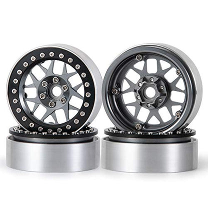 Aluminum 2.2" RC Beadlock Wheels Rims for Axial Wraith SCX10 TRX4 | 1/10th RC Crawler Car,Titanium,1set/4pcs - color: Titanium