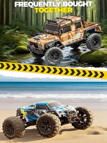 1:8 RC Cars for Adults – 4x4 Remote Control Car, Rugged Brushed Motor Electric Off-Road RC Rock Crawler with 2-Speed Transmission, Army Green All-Terrain RC Trucks, Ready-to-Run RTR Set