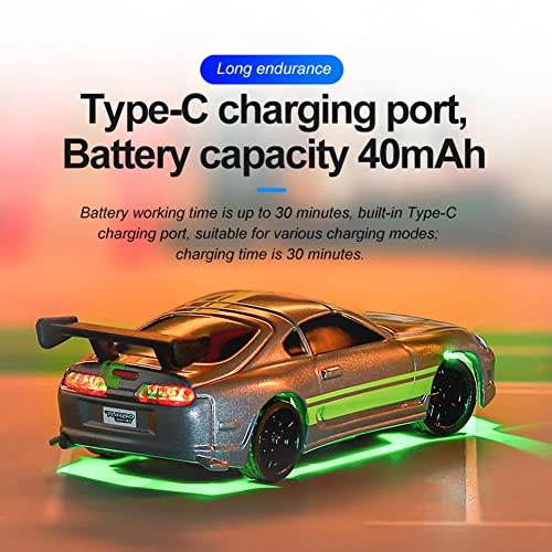 1:76 Turbo Racing Scale RC Sport Car, Table Racing Remote Control Mini Model Car Full Proportional RTR Kit Toys (C73grey) - color: C73grey