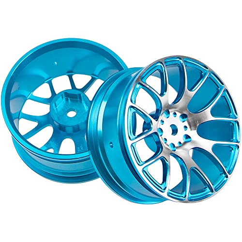 4Pack HIRCQOO Metal Wheel Rims 12mm Hex Hub Compatible with 1/10 On-Road Racing Touring Drift Car Tamiya TT-01 Kyosho RedCat Sakura D4 XIS HSP 1/10 RC Scales,Width 26mm (Blue) - color: Blue