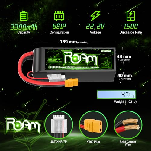 OVONIC 6S Lipo Battery 3300mAh 22.2V 150C with XT90 Plug for RC Truck Truggy Buggy Tank RC Car Racing Hobby