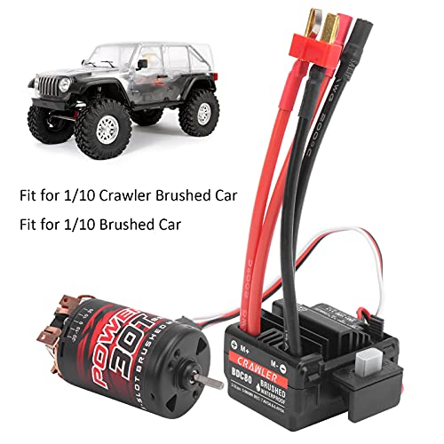 3 - Slot 30T 550 Brushed Motor with 80A ESC Replacement Set, High - Torque RC Crawler Motor for 1/10 & 1/12 Brushed RC Cars, Copper Windings & Double Ball Bearings