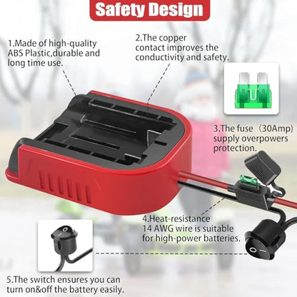 2PCS Power Wheel Adapter Fit for Craftsman 20V Battery,fit for Craftsman Battery Adapter with Switch & Fuses & Wire Terminals, with 14 AWG Wire,Power Convertor for DIY,RC Toys,Robotics and Work Lights - style: for Craftsman 20V Battery Adapter 2PCS